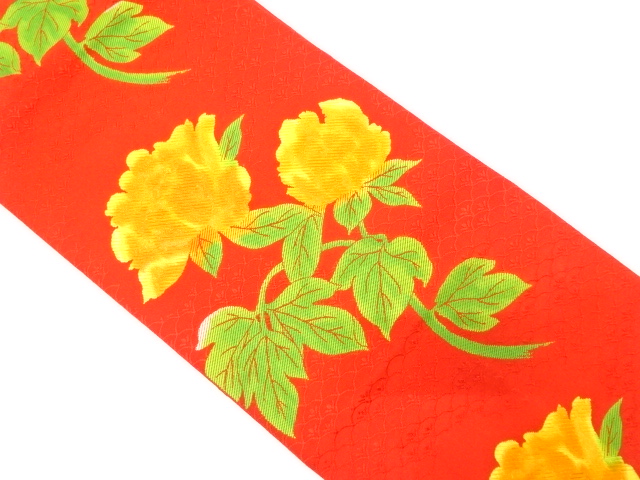 JAPANESE NAGOYA OBI / CHIKUZEN HAKATA / WOVEN FLOWER